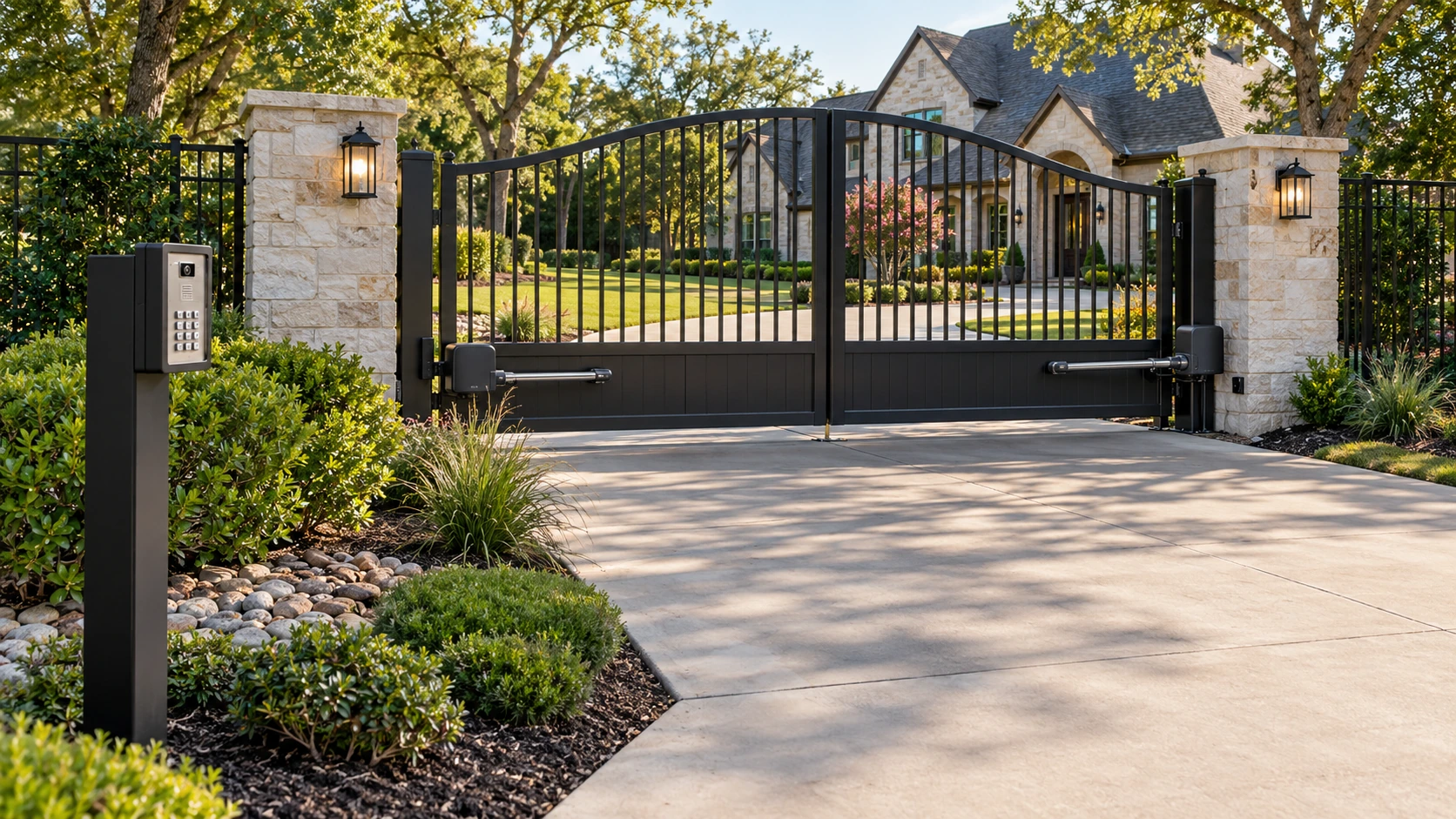 Automatic driveway gate with access control at a Plano area home