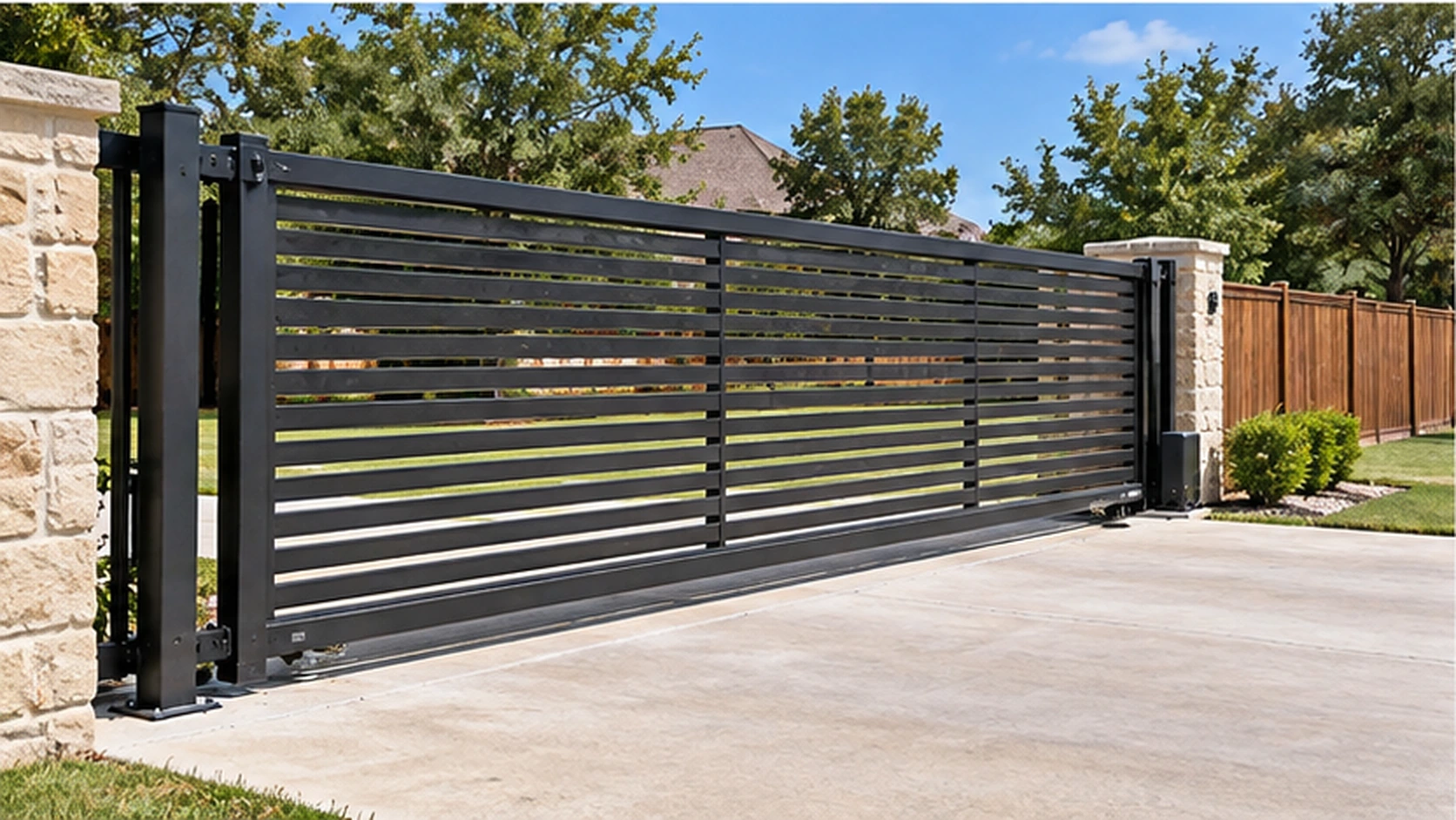 Residential sliding driveway gate at a Frisco property