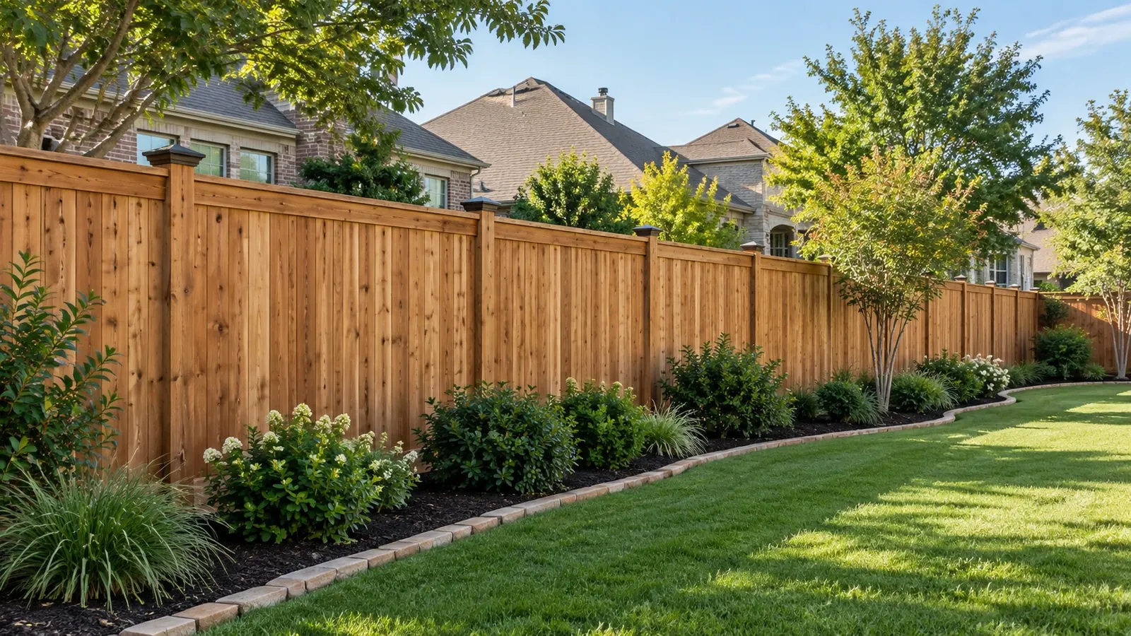 New wood privacy fence at a residential property in Allen
