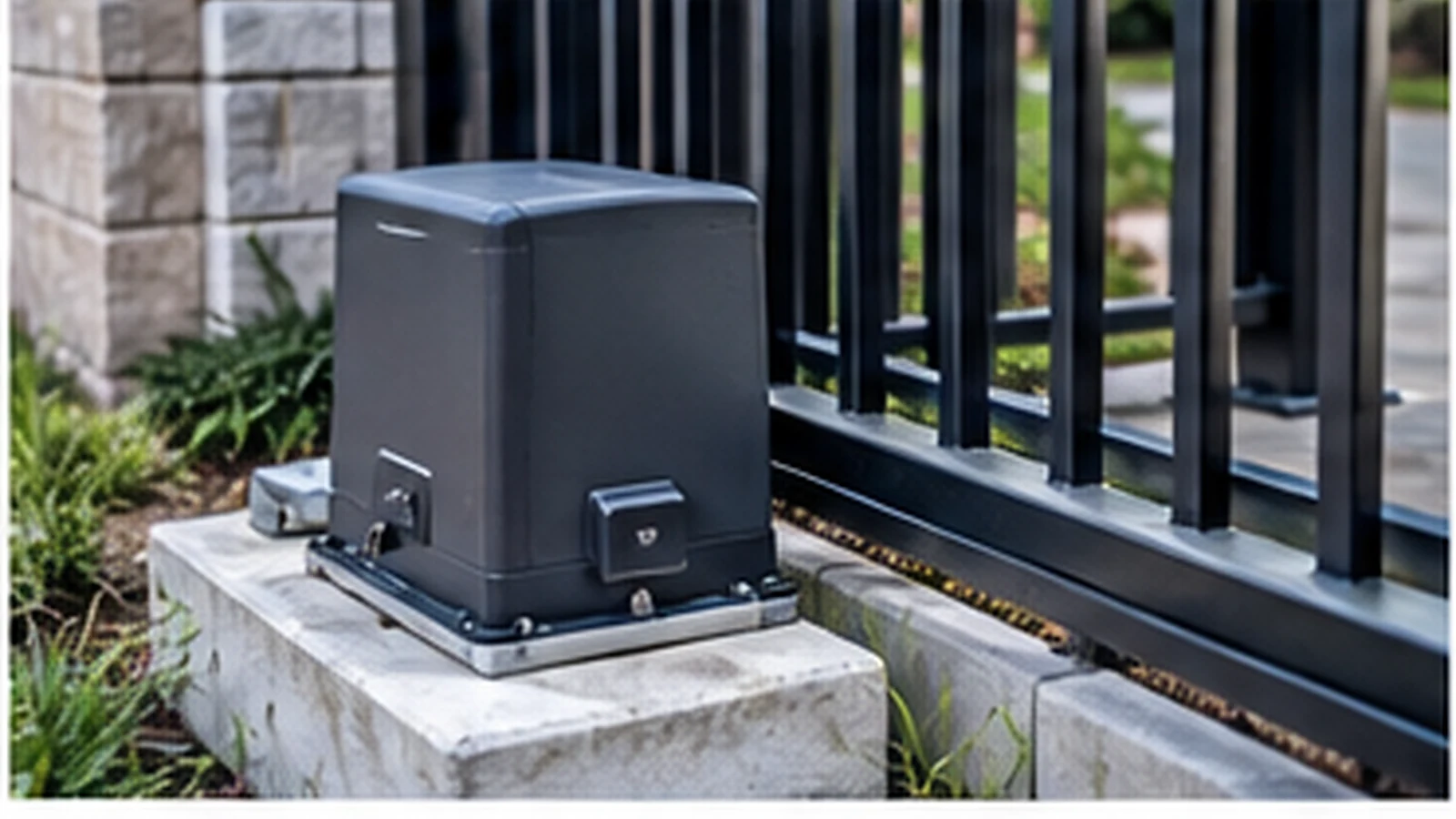Automatic sliding gate operator installed beside a gate
