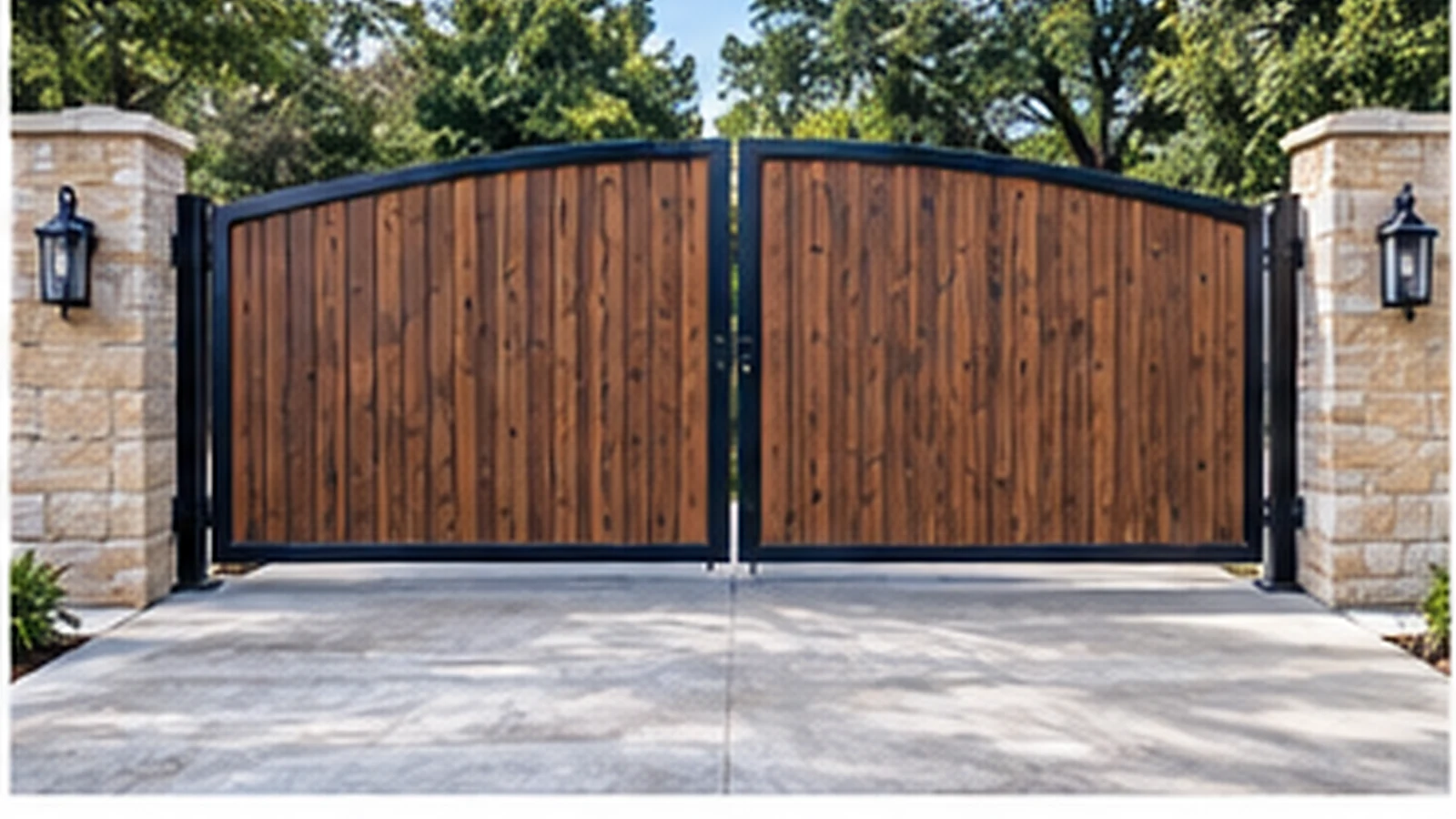 Swing driveway gate at a residential property entrance