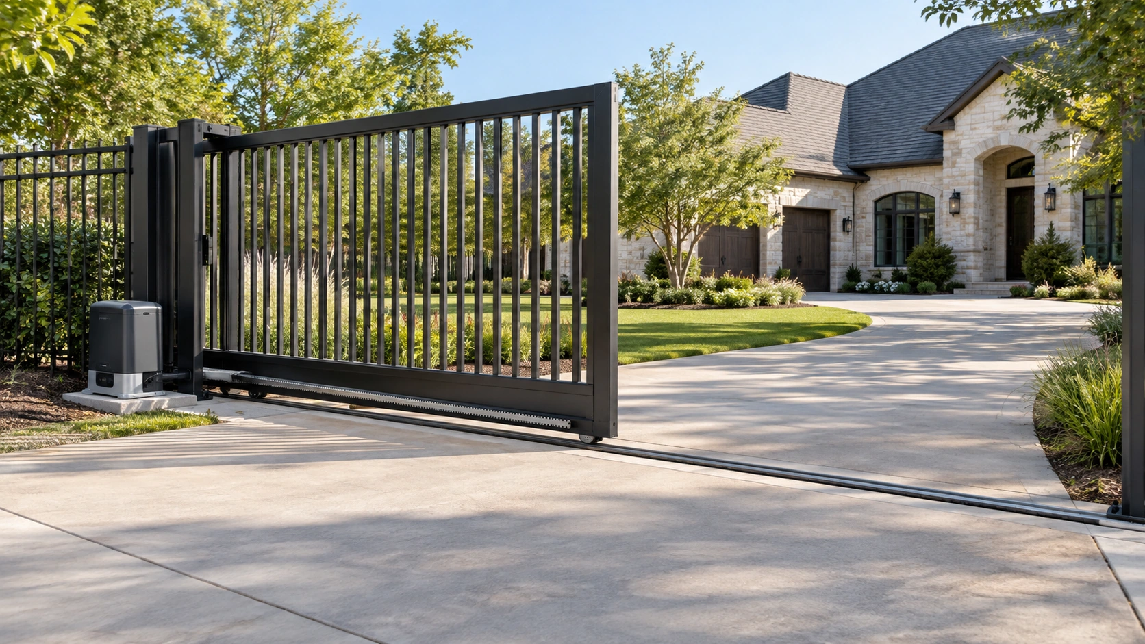 Sliding driveway gate at a Garland residential property