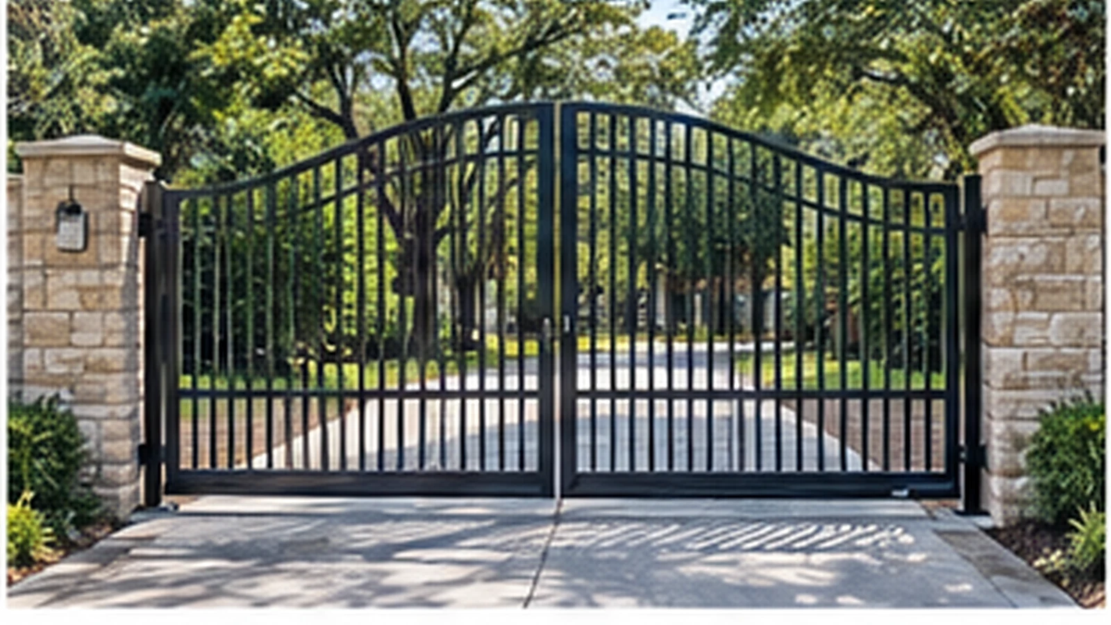 Automatic swing driveway gate at a residential entrance