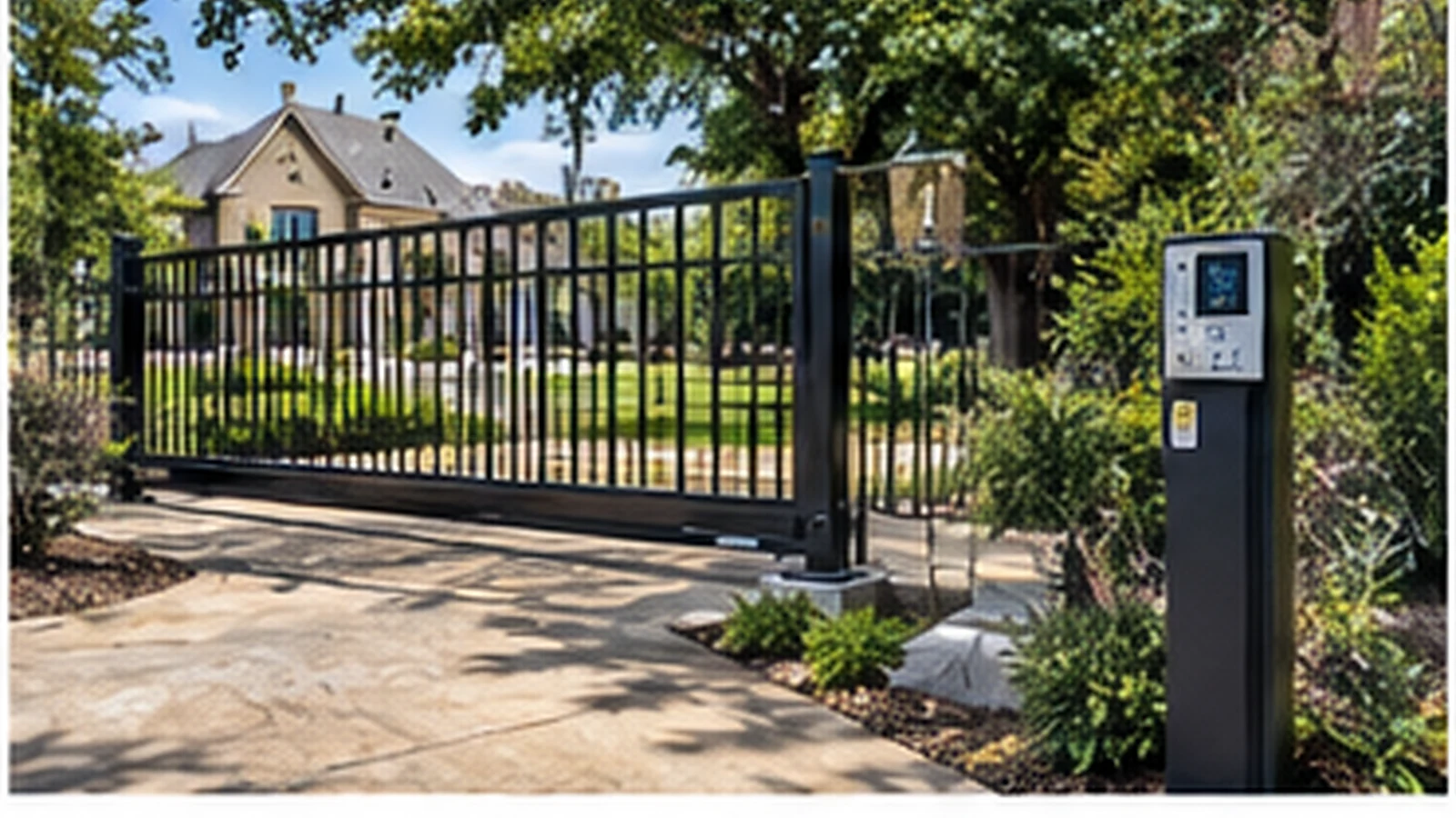 Automatic driveway gate with entry control equipment