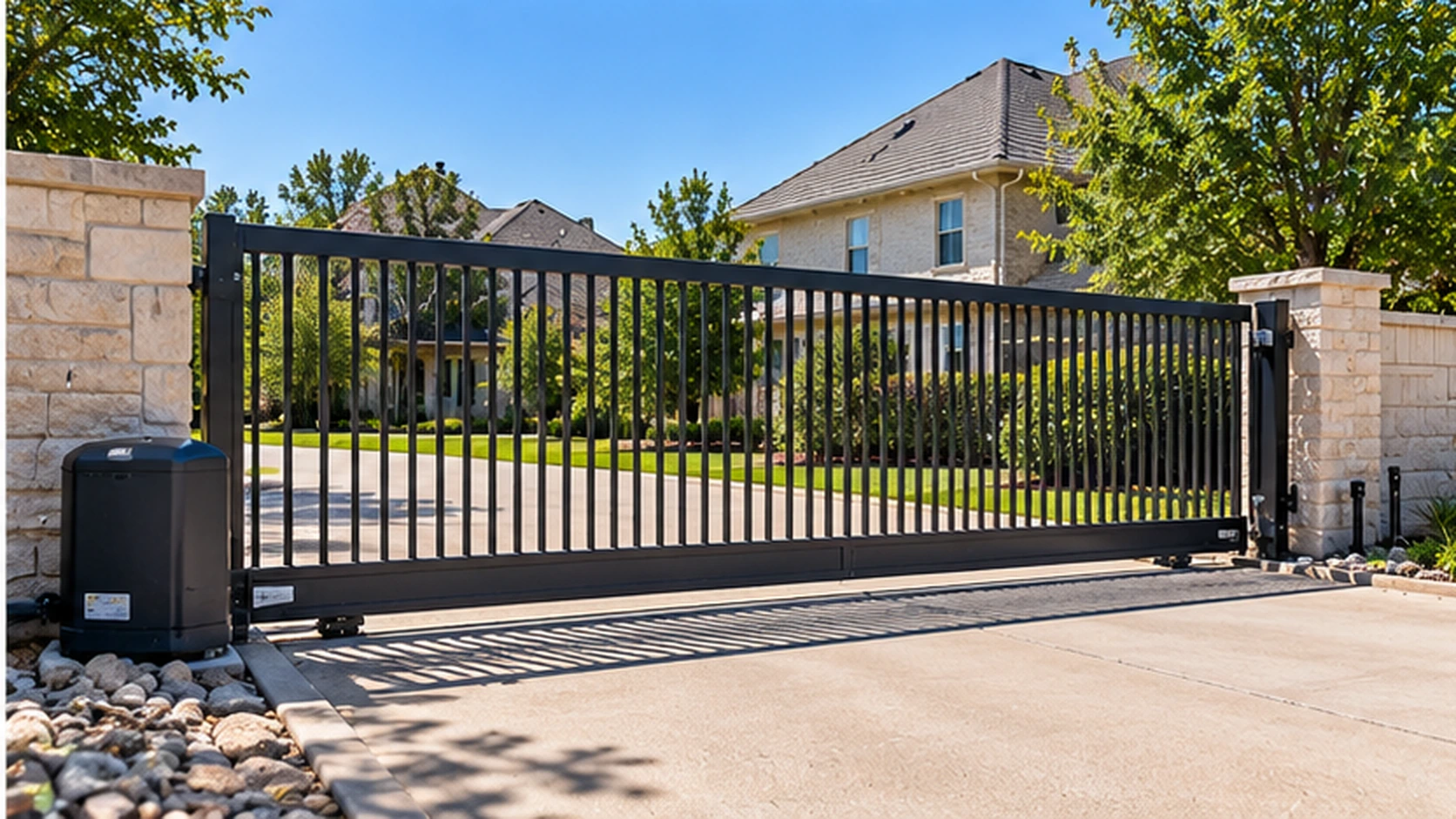 Automatic gate system at a residential entrance in McKinney