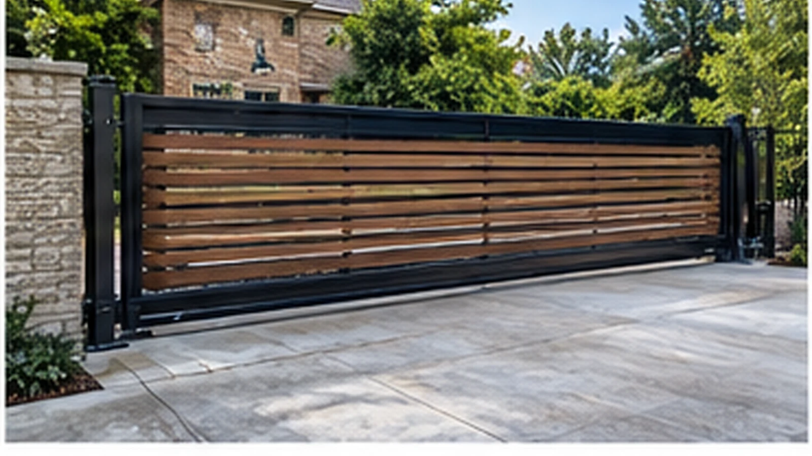 Sliding driveway gate installed along a private entrance