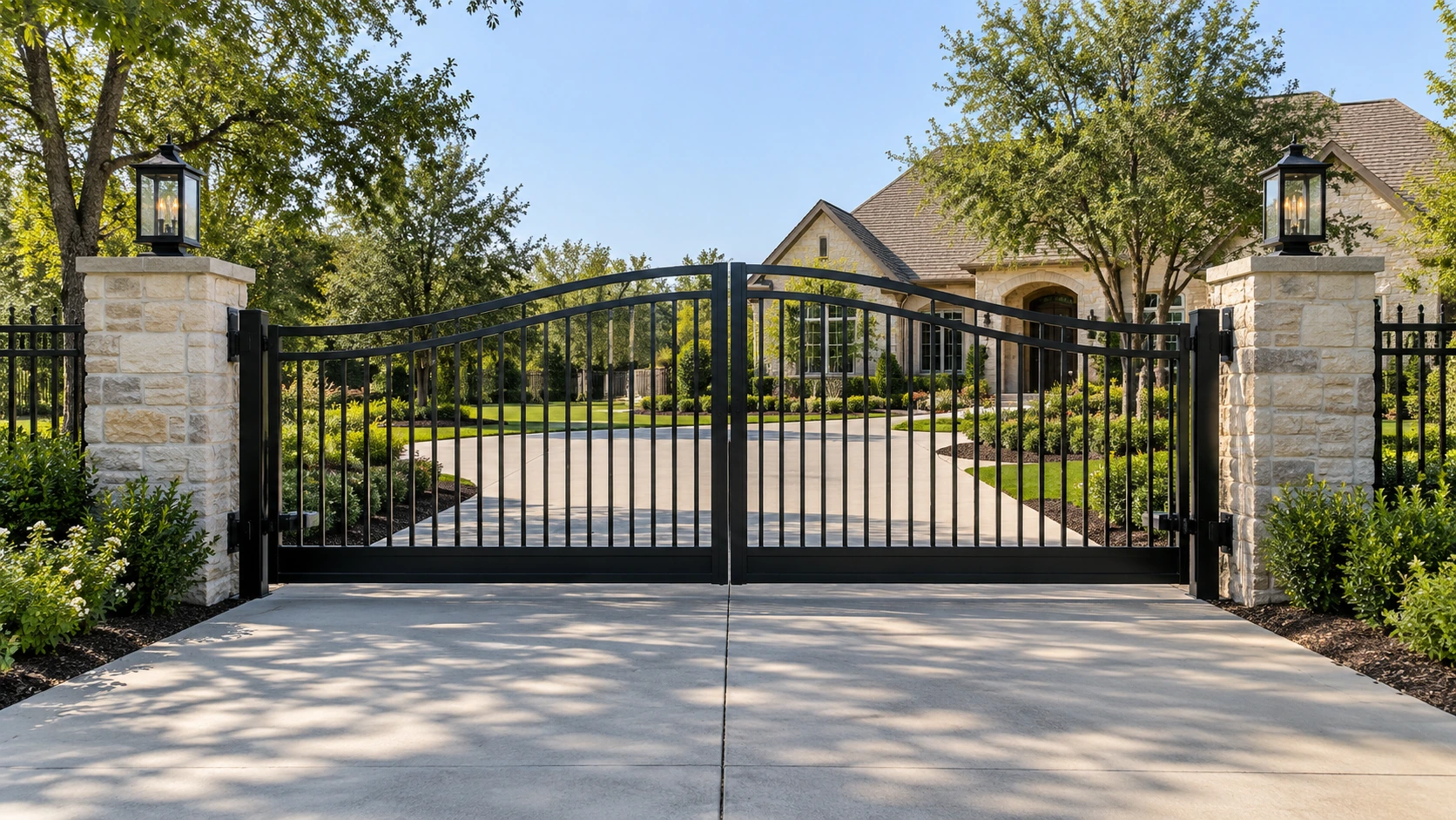 Double swing driveway gate at a residential property in McKinney