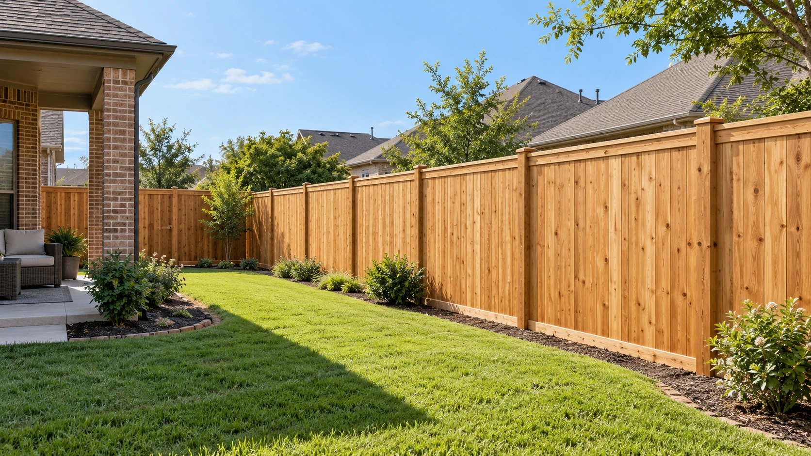 New wood privacy fence at a Garland area residential property