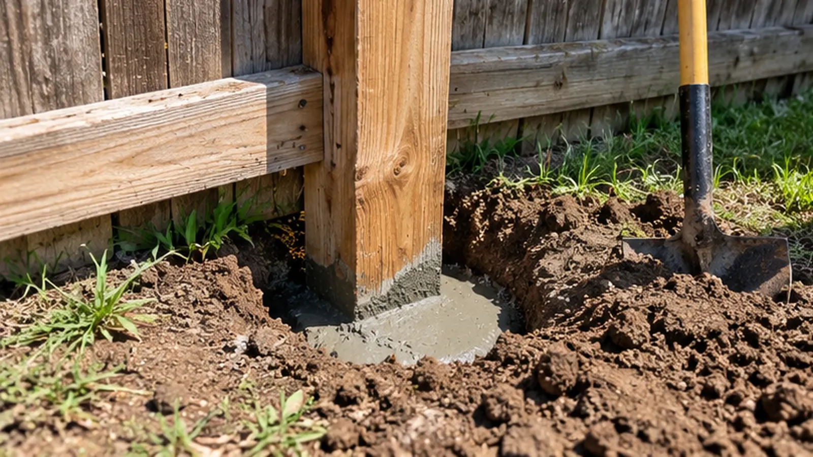 Residential wood fence post replacement