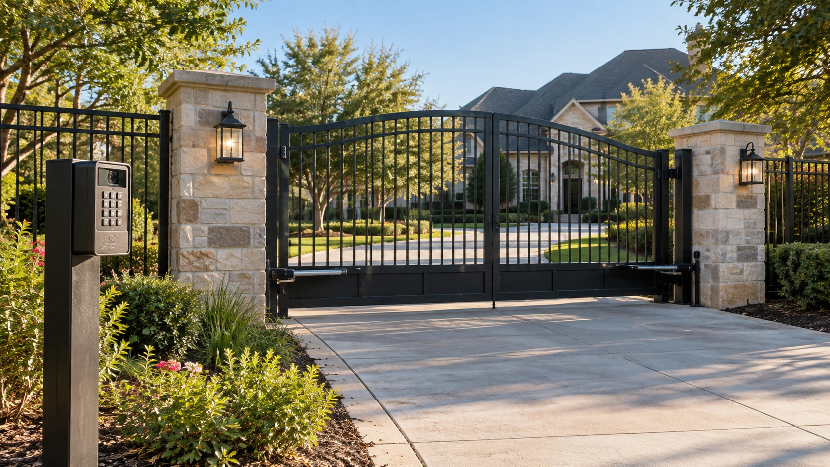 Automatic driveway gate with access control at a McKinney area home