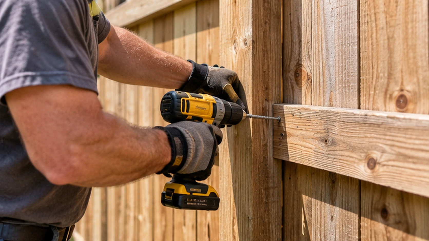 Wood fence repair work on a residential fence in McKinney